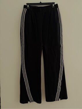 The Upside Black Wide-Leg Track Pants with White Side Stripes
